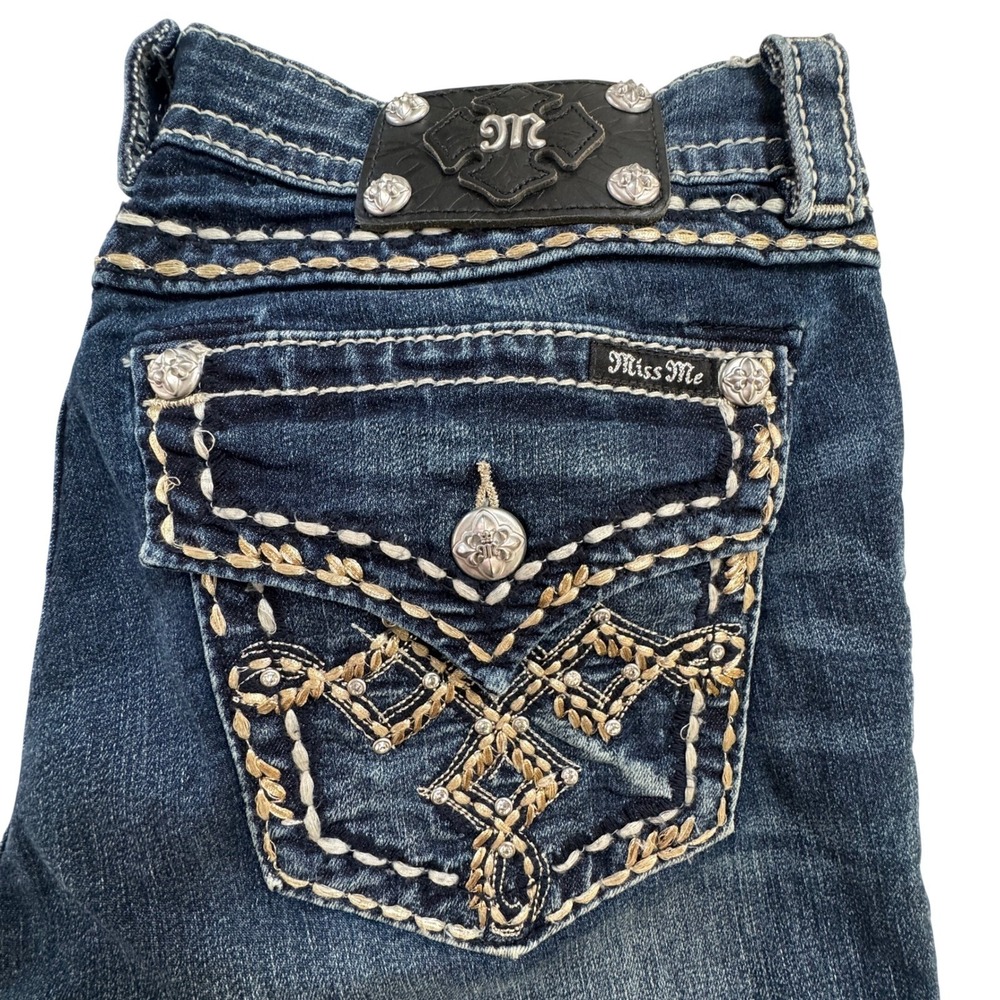 Miss Me Bootcut Signature‎ Rise Jeans Size 31 Embellished Sequin Studded Flap